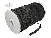 Резинка для одежды плоская бельевая 0,8 см цвет чёрный Класс "D" (100 метров)