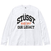 Белый лонгслив Stussy Our Legacy Work Shop унисекс Стусси Стасси