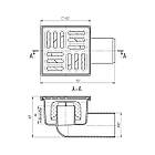 Трап ANIplast з горизонтальним випуском 50 мм, з неіржавкою решіткою 10х10 см TA5102EU, фото 2