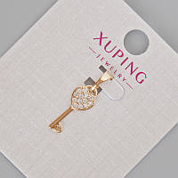 Кулон Xuping "Ключ від серця" з білими стразами d-20х7мм+- Позолота 18К