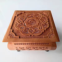 Скринька різь для дерева груша 17,4×17,1×10,5 всередині 13,0×13,0×4,7 см