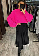 Женская стильная юбка плиссе из трикотажа средней плотности №9840 Черный