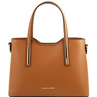Тор! Стильная кожаная сумка для деловых леди Olimpia TL141521 - малый размер (Коньяк)