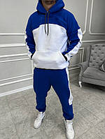 Бело-синий мужской утепленный спортивный костюм.5-763 хорошее качество