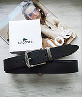 Кожаный ремень Lacoste black хорошее качество