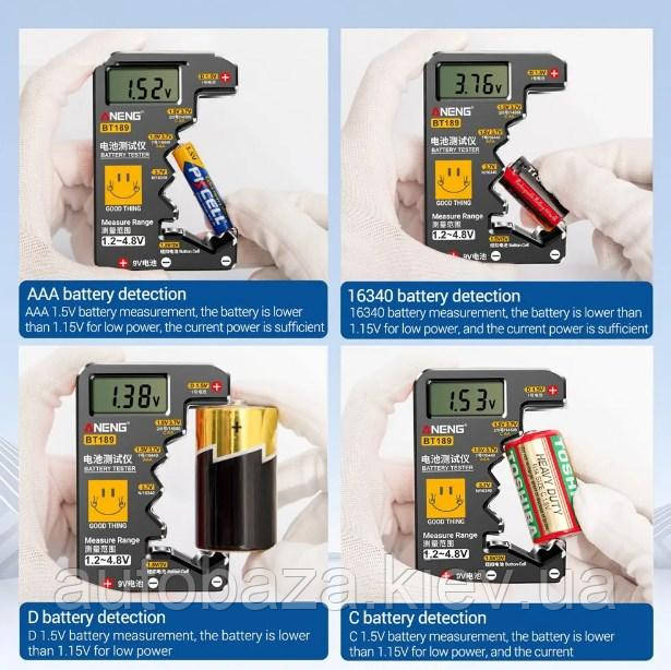 Универсальный тестер заряда батарей с Lcd Aneng Bt189 ААА/АА - фото 5 - id-p2083957824