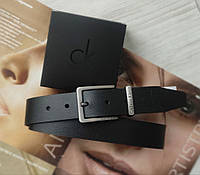 Мужской ремень Calvin Klein leather black хорошее качество