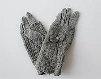 Женские кашемировые перчатки с вязкой серые хорошее качество