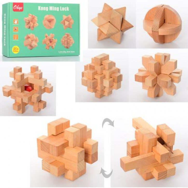 Дитяча дерев'яна головоломка 6 фігурок MD 2807