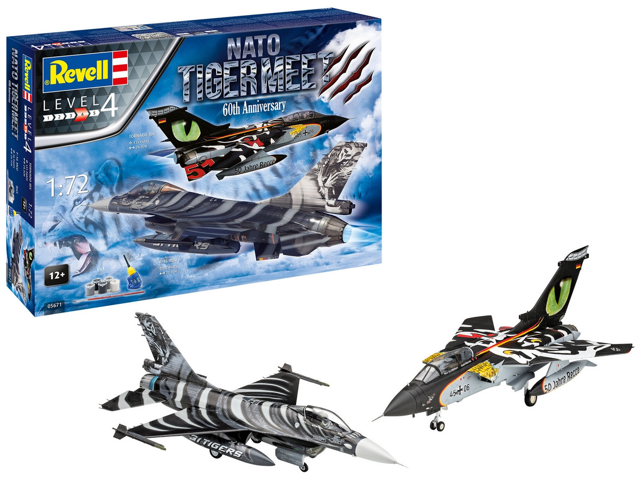 Збірна модель Revell набір літаків Tornado та F-16 NATO Tiger рівень 4 масштаб 1:72 (RVL-05671)