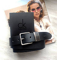 Cтильный кожаный ремень Calvin Klein black хорошее качество