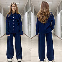 Стильный вельветовый костюм для девочек рубашка и брюки палаццо, размеры на рост 134 - 160 + ВИДЕООБЗОР