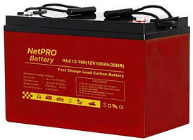 Карбоновий акумулятор 12V 100Ah, 12вольт, 100AH, 2000 циклів, NetPRO, АКБ, гелевий, GEL, тяговий, ДБЖ, UPS, для інвертора