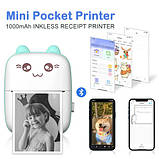 Портативний термопринтер Mini pocket printer (блакитний), фото 2