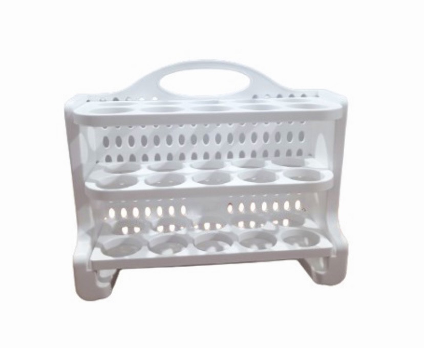 Органайзер для зберігання яєць 3 яруси 28 × 10 × 23 см на 30 шт білий, фото 1