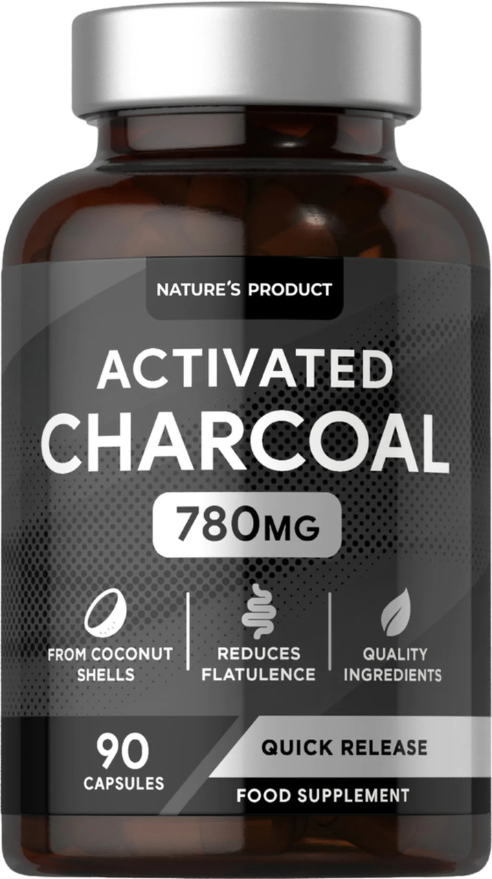 Activated Charcoal, 780 mg, 90 Capsules, фото 1