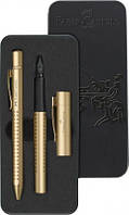 Ручка Faber 201522 набор подарочный Grip Edition перо+шариковая золото в черном пенале