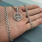 Срібний кулон Квітка папороті та ланцюжок бісмарк комплект 925 проби чорніння, фото 2