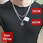 Срібний кулон Квітка папороті та ланцюжок бісмарк комплект 925 проби чорніння, фото 7