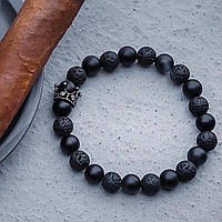 Мужской женский браслет из натуральных камней, каменный браслет Black Crown черный