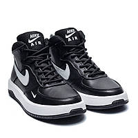 Зимові шкіряні ботинки Nike колір чорний/ білий