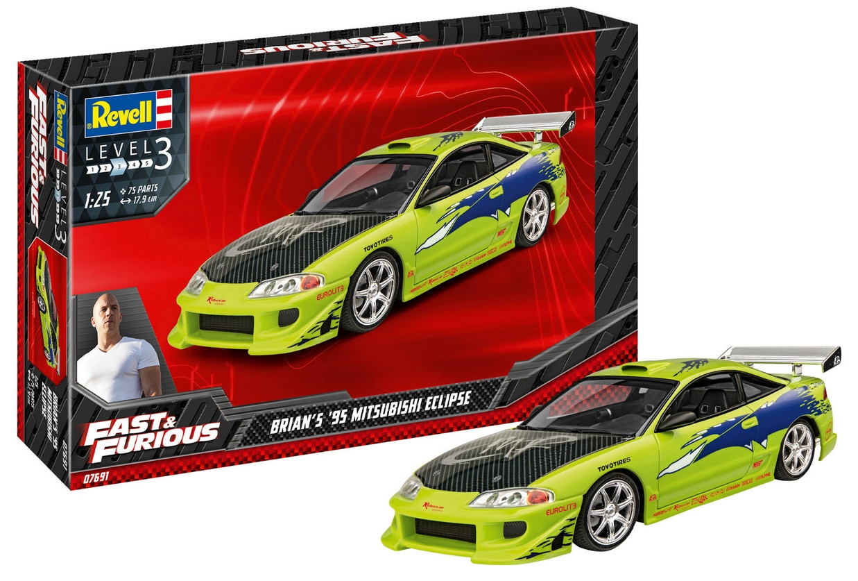 Збірна модель Revell Автомобіль Mitsubishi Eclipse 1995 з к/ф Форсаж рівень 3, масштаб 1:25 (RVL-07691)