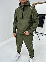 Мужской спортивный темно-зеленый костюм. Анорак+штаны.5-637