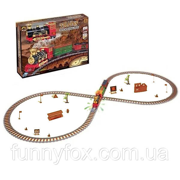 Залізниця з Потягом на батарейках (локомотив +2 вагони, звук, світло, залізниця 198х86 см) 147748