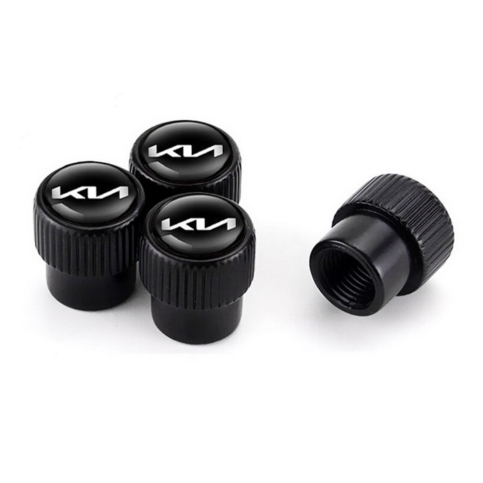 Ковпачки на ніпель для Кіа Premium Style Black Kia New logo (4 шт.)