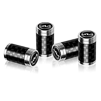 Ковпачки на ніпель для Кіа Carbon Style Silver Kia New logo (4 шт.)
