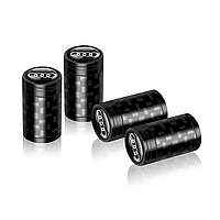 Ковпачки на ніпель із лого Audi Carbon Style Black Аудіо, 4 шт.