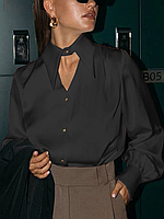 Женская блузка на пуговицах шелковая 42-46; 48-52 (2цв) "ZigZag" от прямого поставщика