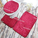 Набір килимків із мікрофібри у ванну та туалет "Хамелеон", 80х50 см і 40х50 см., блакитний морські мушлі, фото 4