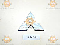 Эмблема Mitsubishi ХРОМ пластик (ВАЖНО ИЗМЕРИТЬ! 84х98мм) на двухстороннем скотче 17853