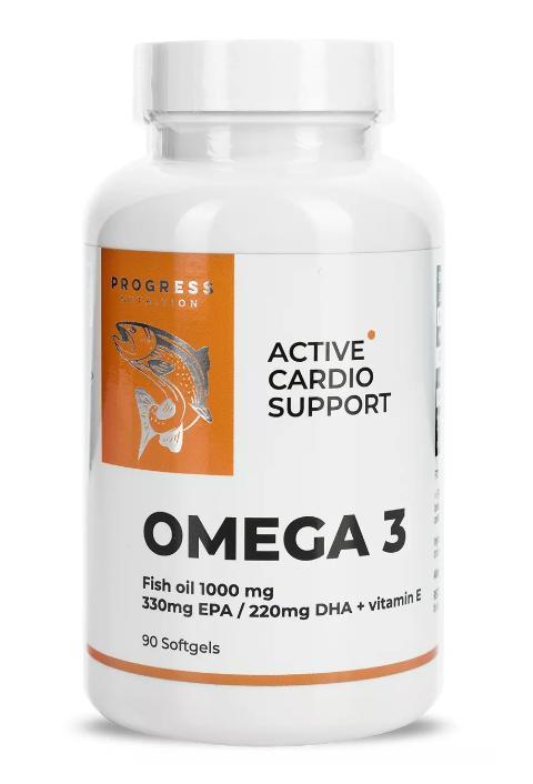 Риб'ячий жир Progress Nutrition Omega Active Fish Oil 1000mg, EPA 330mg / DHA 220mg + Vit.E 90 капсул