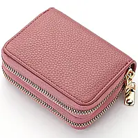 Женский кошелёк-визитница для карточек, тёмно-розовый мини-портмоне картхолдер из эко-кожи