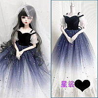 Платье пышное для куклы 1/3 см и аксессуары "Звёздная ночь" для куклы BJD 55-60 см