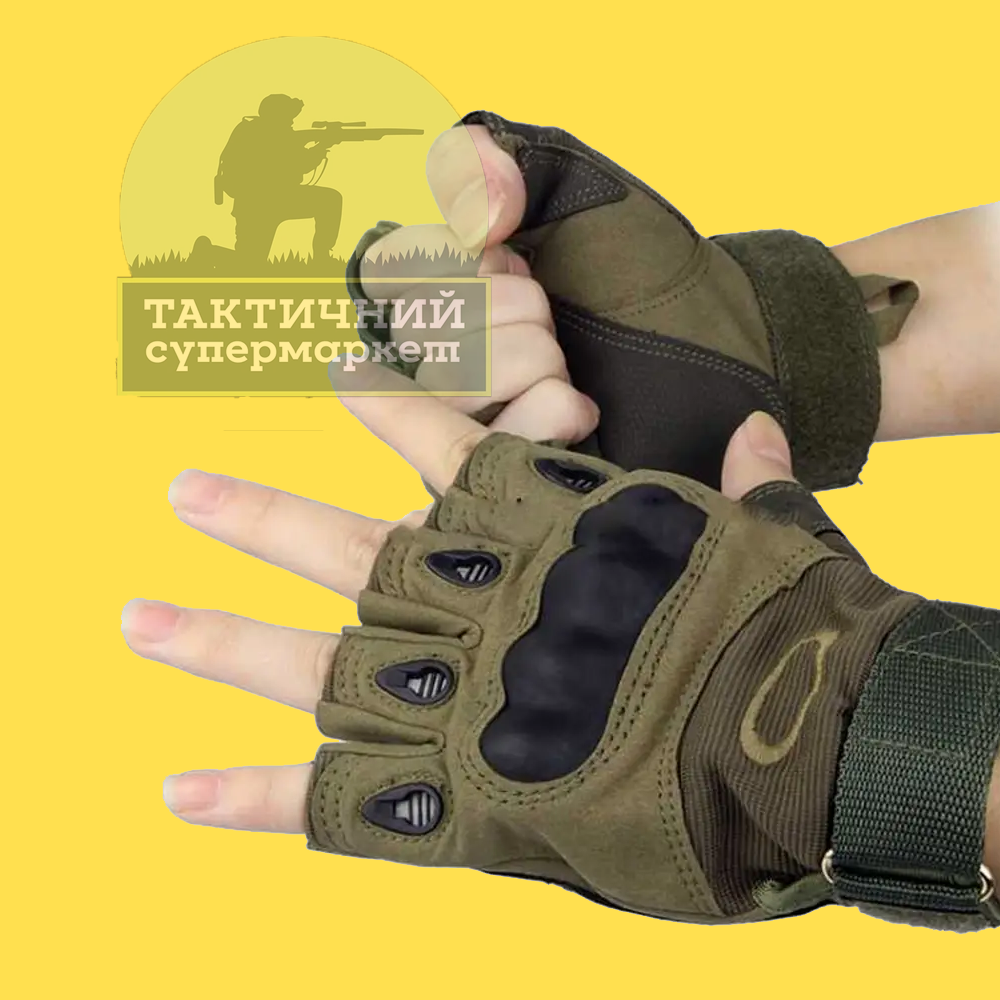 Тактичні рукавиці без пальців Oakley Olive