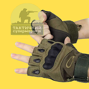 Тактичні рукавиці без пальців Oakley Olive, фото 1