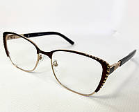 Корректирующие очки для зрения женские лисички в металлической оправе пластиковые дужки на флексах