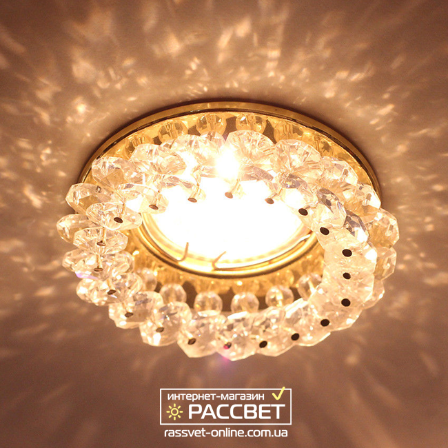 Врізний точковий світильник (софіт) Feron CD4141 (прозоре золото) під світлодіодну лампу, фото 1