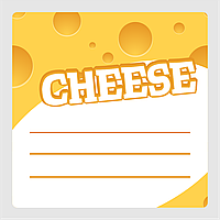 Маркировочная самоклеящаяся наклейка (этикетка, стикер) "Cheese. Сыр", квадратная, бело-желтая (40х40мм)