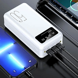 Повербанк 10000 mAh, з USB і 2-ма ліхтариками, Viaking smart-quality N7, Білий / Портативний зарядний пристрій