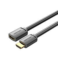 Удлинитель HDMI 2.0 Vention 0.5м 4K@60Hz, 1080p@120Hz 18 Гбит/с HDR 3D Черный, Чорний