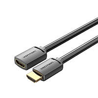 Удлинитель HDMI 2.0 Vention 1м 4K@60Hz, 1080p@120Hz 18 Гбит/с HDR 3D Черный, Чорний