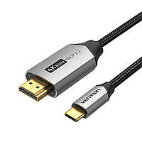 Кабель Vention 2м Type-C - HDMI 4K@60Hz HDCP 2.2 Видеоконвертер USB-C на HDMI 2.0 Плетеный шнур Thunderbolt 3