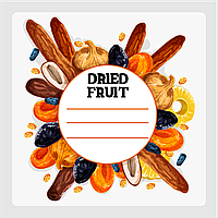 Маркировочная самоклеящаяся наклейка (этикетка, стикер) "Driedfruit. Сухофрукты" квадратная, цветная 40х40мм
