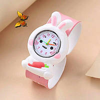 Красивые детские часы Зайчик. Часы для девочек. Детские часы. Розовые часы с единорожком. Зайчик