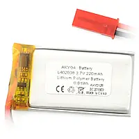 Аккумулятор Akyga Li-Pol 220mAh 1S 3.7V - JST-BEC male + female - 36x20x4mm