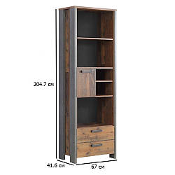 Книжковий стелаж із шухлядами Clif 67 см старе дерево вінтаж та бетон темно-сірий у кімнату підлітка